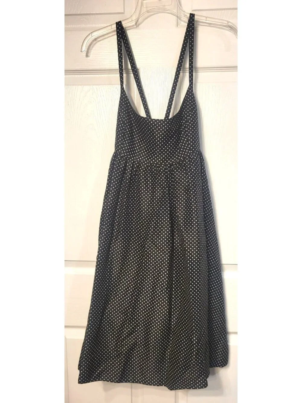 VTG Womens Black Polka Dot 100% Silk Dress 8P Y2K Pockets Adjustable Straps